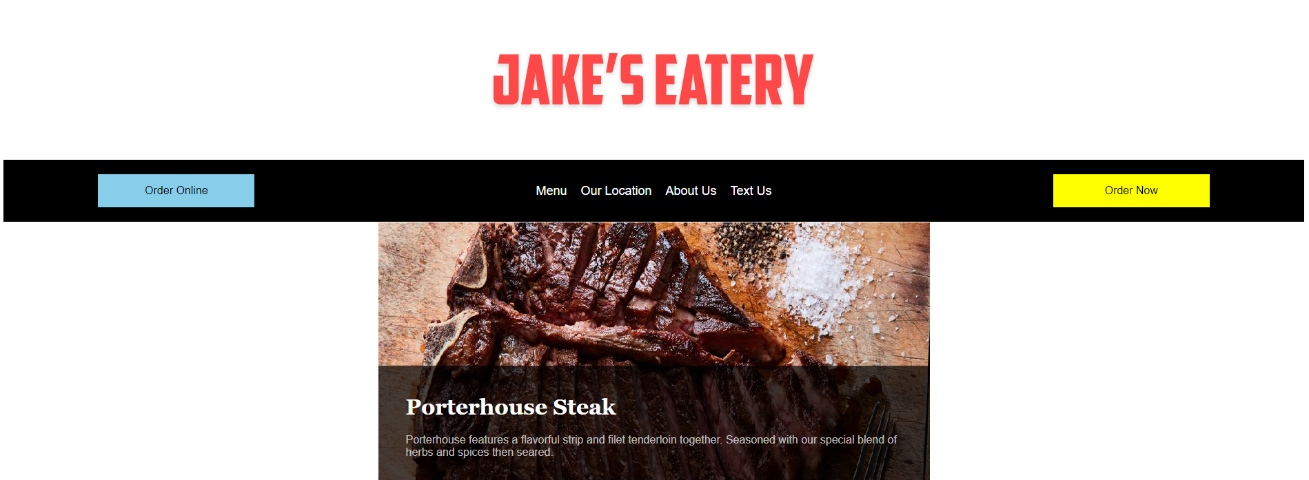 preview image of Jake's Eatery webpage